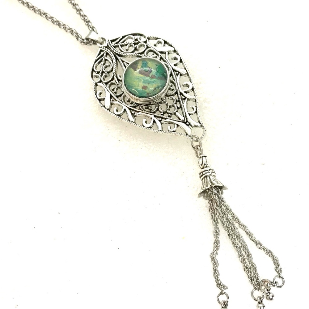 Snap Necklace fringe tassel and handmade 20mm snap SN20